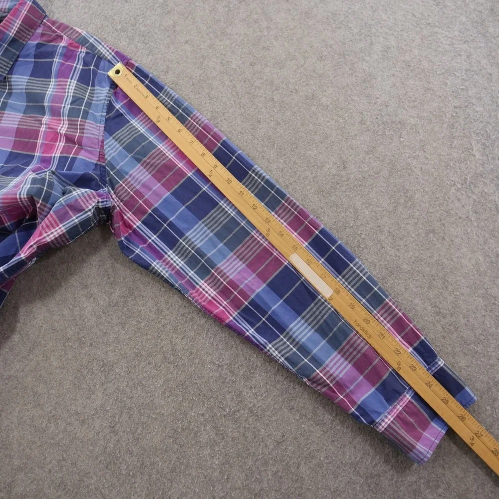 Banana Republic Shirt Mens Extra Large Purple Blue Plaid Camden Long Sleeve
